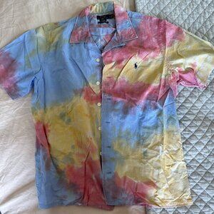 NWOT Ralph Lauren Tie Dye Short Sleeve Button Up - Size L